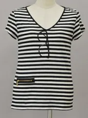 アダムエロペ ADAM ET ROPE' 半袖 Tシャツ/カットソー ボーダー 38サイズ ブラック×ホワイト レディース j_p F-S4101