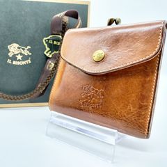 【淑女の小銭入れ✨】　イルビゾンテ　折財布 がま口 財布 本革 レザー　ブラウン