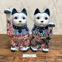 ヴィンテージ　瀬戸焼　招き猫 左右対　千客万来　商売繁盛 ヴィンテージ 瀬戸焼 招き猫 左右対 千客万来 商売繁盛 - メルカリ
