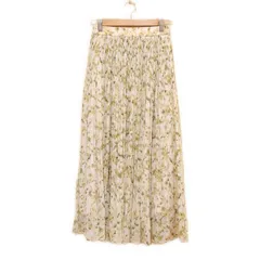 FRAY I.D(フレイアイディー) ロングスカート サイズ0 XS レディース - 白×イエロー×グリーン 花柄/プリーツ