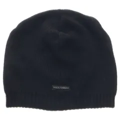 DOLCE & GABBANA (ドルチェアンドガッバーナ) ロゴワッペン ニット帽 ビーニー ブラック