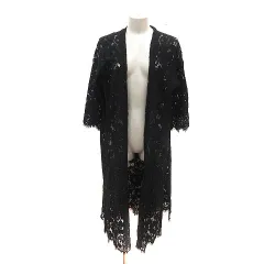 アズールバイマウジー AZUL by moussy カーディガン ロング 総レース 長袖 F 黒 ブラック /MS