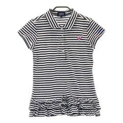 サイズ：0 PEARLY GATES パーリーゲイツ  半袖ポロシャツ フリル ボーダー柄 ブラック系 [240101288768]# ゴルフウェア レディース ストスト