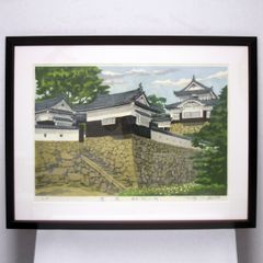 真作 田口雅巳『雪の竜口寺』水彩画 直筆 原画 共シール 落款完備 額装