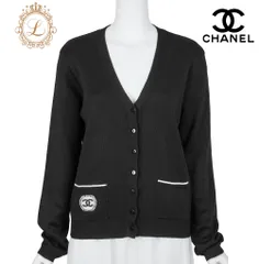【返品可】CHANEL シャネル ロゴボタン ココマーク カーディガン 36 黒×白 トップス 長袖 カットソー アウター ブランド アパレル