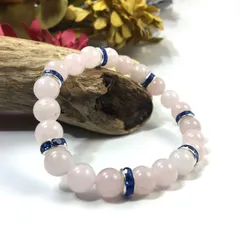 パワーストーン ブレスレット ローズクォーツ 天然石ブレス （ブルー）レディース 女性  数珠ブレス 開運 プレゼント ギフト  [n]