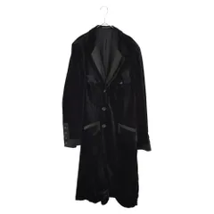 Yohji Yamamoto POUR HOMME (ヨウジヤマモト プールオム) 22AW VELVET PARTIAL PANEL LONG JACKET ベルベット パネル ロングジャケット ブラック HE‐J18‐402のサムネイル