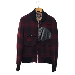 WOOLRICH ウールリッチ チェック柄 ブルゾン メンズ M レッド 中古３のサムネイル