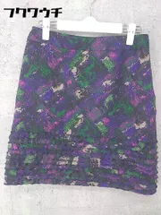 ◇ green label relaxing UNITED ARROWS 総柄 サイドジップ ミニ 台形 スカート サイズ38 パープル マルチ レディース 【中古】 【1002801182069】