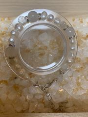 ホワイトパール（淡水真珠）、 ホワイトジェイド（白翡翠・ひすい）ブレスレット