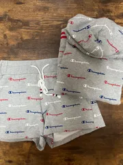 チャンピオン　セットアップ　ロゴ　パーカー　トリコロール　グレー