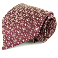 ダーバン ネクタイ 総柄 シルク イタリア製 ブランド メンズ ワインレッド Durban 【中古】