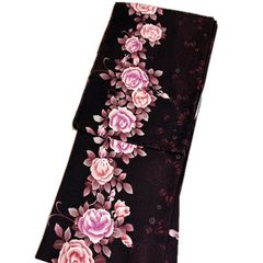 着物 洗える仕立て上がり小紋 （袷 ブラウン地に薔薇柄 Lサイズ）着物 女性 レディース 和装 和服 きもの 春 秋 冬 カジュアル 可愛い 普段着