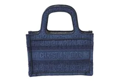 Christian Dior クリスチャンディオール ブック トート ミニ バッグ オブリーク デニム キャンバス ブルー 美品 中古 67319