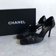 定番・美品】CHANEL バックストラップ パンプス ココマーク 黒 34.5