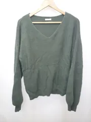 ◇ ⊇ URBAN RESEARCH ITEMS Vネック 長袖 シャギーニット セーター サイズF カーキ レディース E  【1505290024655】