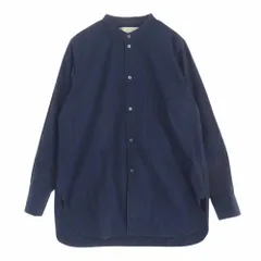 STUDIO NICHOLSON スタジオニコルソン SNM-021 Navy Cortina Shirt バンドカラー 長袖 シャツ インディゴブルー系 M【中古】のサムネイル