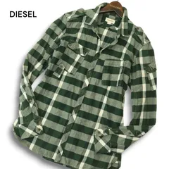 DIESEL ディーゼル 秋冬★ ミリタリー 長袖 チェック ネル シャツ Sz.M メンズ