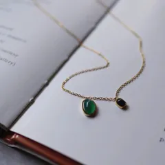 ネックレス　瑪瑙　ステンレス　金属アレルギー対応　ペンダント　グリーン ブラック　オニキス　天然石　シンプル　おしゃれ