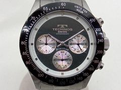 美品・電池交換済】テクノス T2466 クロノグラフ 白文字盤 腕時計