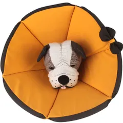 新品 Umora 犬猫用 エリザベスカラー ペット用品 傷舐め防止 引っ掻き防止 調節可能 柔らかい 超軽量 布製（オレンジ XS）