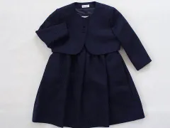 銀座サエグサ sayegusa アウトレット 子供服 女の子 5歳 約 110cm アンサンブル スーツ ジャンパースカート 長袖 ボレロ ジャケット 2点 紺 受験 面接 フォーマル 入学式 秋 冬 ★4 ガールズ キッズ 【中古】