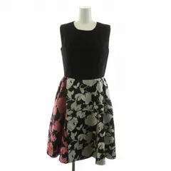 チェスティ Chesty ノースリーブワンピース フレア ひざ丈 フラワーモチーフ 0 ブラック ピンク 0W502 /NQ