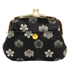 小紋工房 4寸親子がま口 財布 五三の桐（黒） 小銭入れ カードケース 二越ちりめん 京都 和KOMONO 江戸小紋 0207 [五三の桐（黒）]