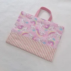 レッスンバッグ 手提げ袋 女の子 ユニコーン ピンク