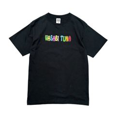 【M】USA古着 anvil WASABI TUNA Tシャツ 日本語 アルファベット カラフル ポップ ブラック