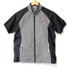 (^w^)b ELLE SPORT エルスポーツ ジップアップ 半袖 シャツ ゴルフウェア golf シャカシャカ アクティブ スポーティ アウトドア トップス ギンガムチェック×ブラック レディース 女性 サイズ Mのサムネイル