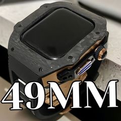 ブラックローズ アップルウォッチバンド ラバーベルト カバー　ステンレス Apple Watch ケース 49mm ウルトラ　ultra カーボン メンズ レディース