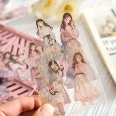 6種類セット　シール ステッカー　コラージュ 素材 人物 女の子 女性 紙モノ 紙物 海外 手帳 フレークシール
