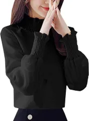 toasoa トーアソーア ブラウス レディース 長袖 フリル ハイネック フォーマル トップス 黒( ブラック,  L)