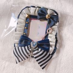 硬質ケースデコ 紺色 痛ロゼット トレカケース