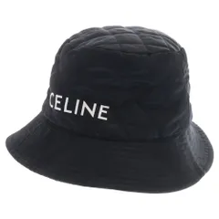 CELINE (セリーヌ) ナイロンツイル キルティング ロゴ バケットハット 帽子 ブラック/オレンジ 2AUB0930C