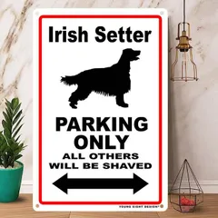 雑貨【Irish Setter/アイリッシュ・セッター】 Parking / パーキング / Dog / 犬 / 警告 / ヤードサイン / メタルプレート / ブリキ看板 / メタルポスター / -133のサムネイル