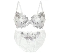 Chica Hurra ホワイト E80 レディース ブラジャー ブラ ショーツ 勝負 下着 上下 セット 女性 脇肉 脇高 セクシー 大きな下着女性 大きい女性下着 大きい下着女性 大人のかわいい 大人の女性下着 大きいなサイズ 大 [ホワイト] [E80]