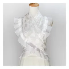 白ドット×フリンジフリルピキージョ(cr-131)／フラメンコ・ダンス・ベリーダンス・舞台衣装小物・ピキージョ・シージョ・ヒップスカーフ