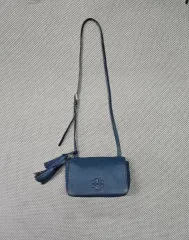 トリーバーチ ブルー ネイビー タッセル クロスバッグ