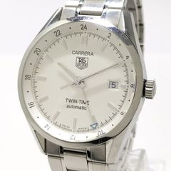 TAG HEUER カレラ ツインタイム デイト メンズ 腕時計 GMT 自動巻き SS ホワイト文字盤 WV2116-0