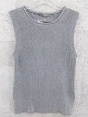 ◇ A day in the life  UNITED ARROWS コットン ニット ノースリーブ カットソー  グレー レディース  【中古】 【1002796965623】