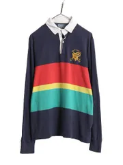 【お得なクーポン配布中!】 90s ポロ ラルフローレン ボーダー 長袖 ラガーシャツ メンズ M 90年代 オールド 長袖シャツ ラグビー マルチカラー ワンポイント ロゴ刺繍