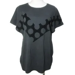 エンポリオアルマーニ EMPORIO ARMANI 美品 2019 Tシャツ カットソー 半袖 フレンチスリーブ フロッキープリント ロゴ 38 日本サイズS～M相当 黒 ブラック /X