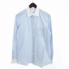 ポールスミス PAUL SMITH 21SS クレリック ドレス シャツ 長袖 コットン ストライプ 青 白 ブルー ホワイト L ■SM1のサムネイル