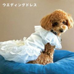犬服 【刺繍 ウェディングドレス】 XS～XL 小型犬 グッズ レース ホワイト リボン 豪華 ペット トイプードル ダックス シュナ 洋服 結婚式 犬の服 ペット