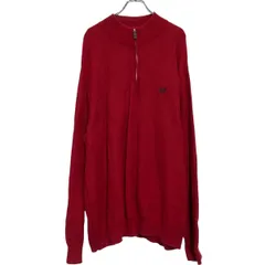 CHAPS コットン ハーフジップ ニット セーター 3XL レッド チャップス ビッグサイズ ロゴ 古着卸 アメリカ仕入 a610-6517