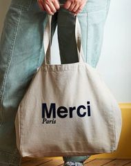 新品⭐︎未使用 レア　海外限定　フランス　タグ付き メルシー merci トートバッグ チョーク