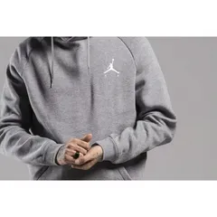 NIKE ナイキ AIR JORDAN エア ジョーダン フリース プルオーバー パーカー グレー 白ロゴ 裏起毛 (NKJH8)