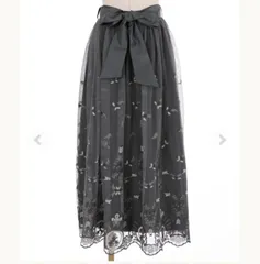 【新品未開封】axes femmeチュールカラー刺繍マキシ丈ロングスカート